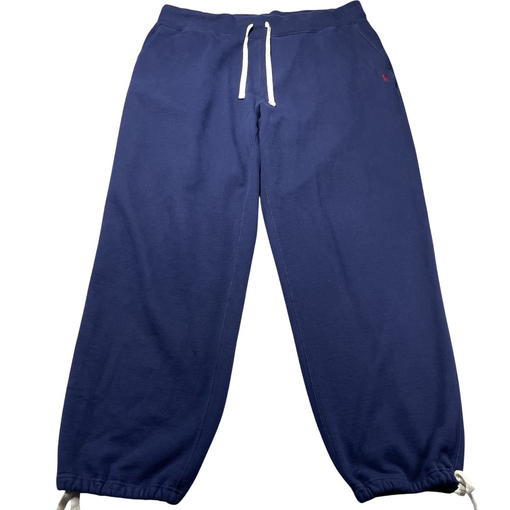 Polo Ralph Lauren Pants Mens 4XLT Tall Blue Fleece Sweatpants Drawstring Cuff